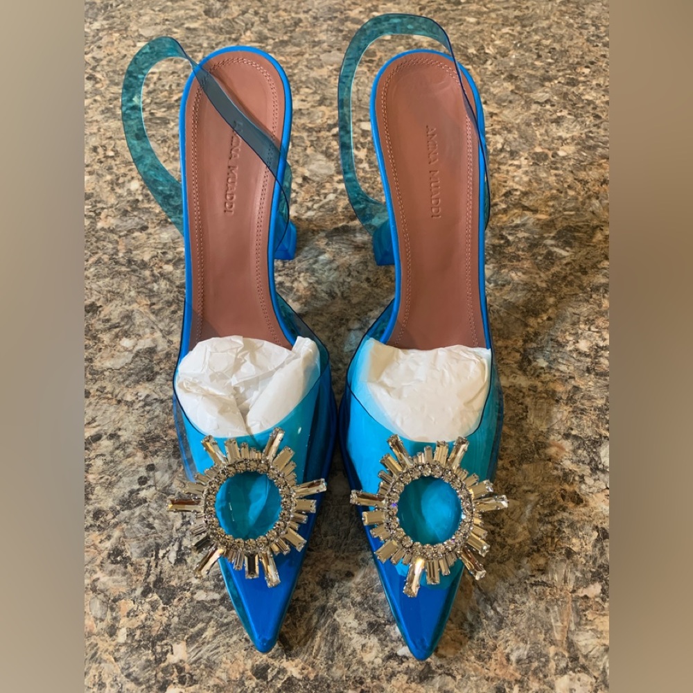 *SOLD* Amina Muaddi Glass Slingback pumps with car